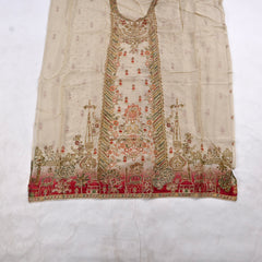 Organza Beige Unstitched Suit