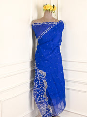 Organza Blue Unstitched Suit
