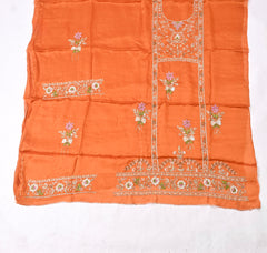Silk Organza Orange Unstitched Suit