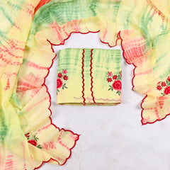 Twill Organza Parrot Unstitched Suit