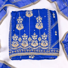 Organza Blue Unstitched Suit