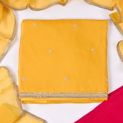 Twill Organza Yellow Unstitched Suit
