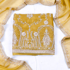 Sasha Shimmer Mustard Yellow Unstitched Suit