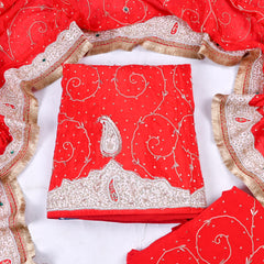 Crepe Red Peplum Lehenga Suit