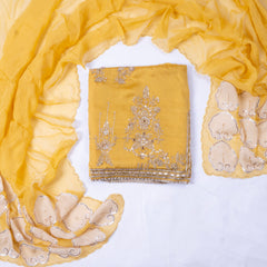 Gavadin Silk Yellow Unstitched Suit