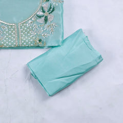 Glass Shimmer Pista Green Unstitched Suit