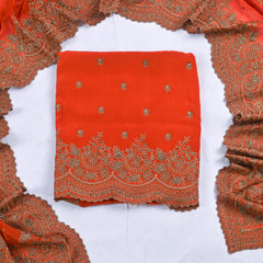 Crepe Orange Unstitched Suit