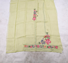 Organza Pista Green Unstitched Suit