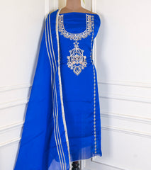 Organza Blue Unstitched Suit