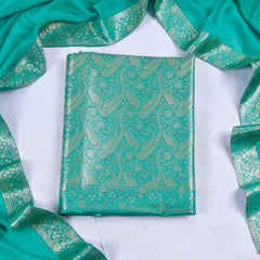 Banarasi Green Unstitched Suit