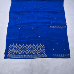 Crepe Blue Unstitched Lehenga Suit