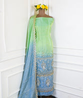Shimmer Mint Blue Unstitched Suit