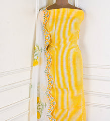 Mul Cotton Yellow Unstitched Suit
