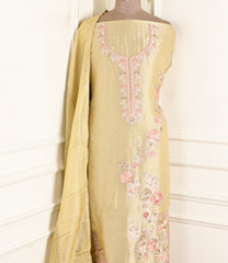 Giraffe Shimmer Mustard Yellow Unstitched Suit