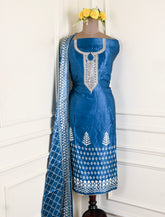 Gavadin Silk Blue Unstitched Suit