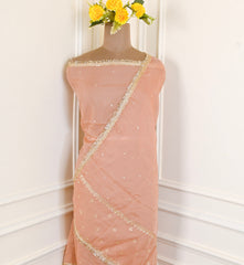 Tissue Shimmer Beige Peach Unstitched Suit