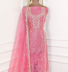 Glass Shimmer Pink Unstitched Suit