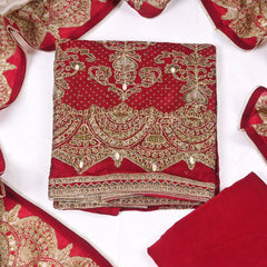 Organza Maroon Unstitched Suit