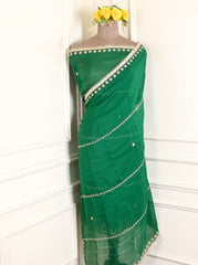 Organza Silk Green Unstitched Suit