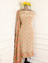 Crepe Beige Unstitched Suit