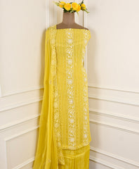 Georgette Yellow Unstitched Suit