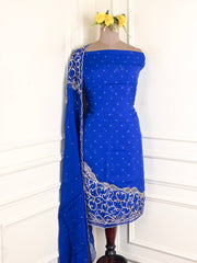 Organza Blue Unstitched Suit