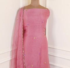 Organza Baby Pink Unstitched Suit