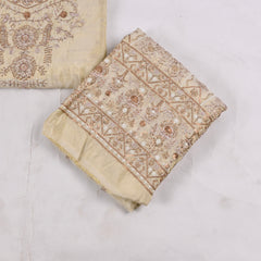 Tissue Shimmer Beige Unstitched Suit