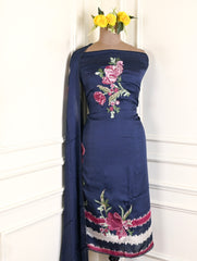 Satin Blue Unstitched Suit