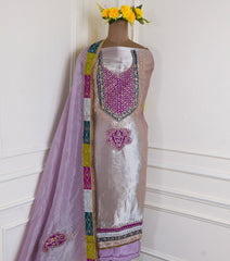 Giraffe Shimmer Lavender Unstitched Suit