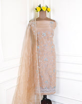 Glass Shimmer Beige Unstitched Suit