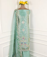 Glass Shimmer Sea Green Unstitched Suit