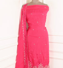 Organza Pink Unstitched Suit