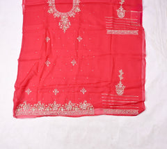 Twill Organza Red Unstitched Suit