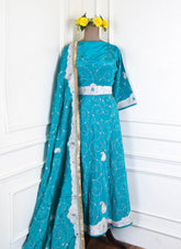Crepe Ferozi Peplum Lehenga Suit