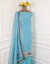 Glass Sky Blue Unstitched Suit