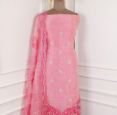 Glass Shimmer Pink Unstitched Suit