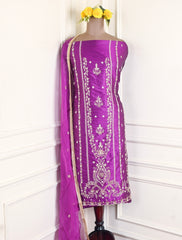 Gavadin Silk Purple Unstitched Suit