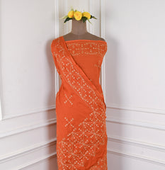 Mul Mul Orange Phulkari Suit