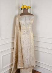 Shimmer Beige Unstitched Suit