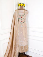 Korean Tissue Beige Unstitched Suit