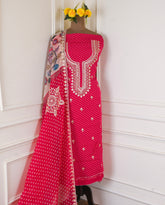 Organza Pink Unstitched Suit
