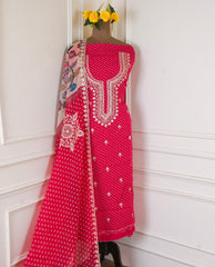 Organza Pink Unstitched Suit