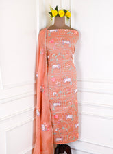 Mul Cotton Peach Unstitched Suit