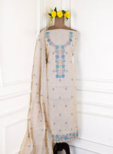 Mul Cotton Beige Unstitched Suit