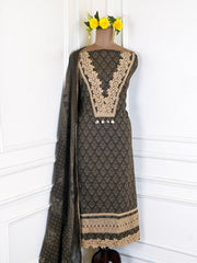 Cotton Black Unstitched Suit