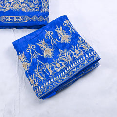 Crepe Royal Blue Unstitched Lehenga Suit