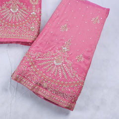 Shimmer Pink Unstitched Lehenga Suit