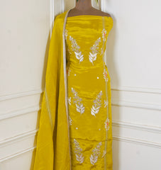 Crepe Yellow Unstitched Suit