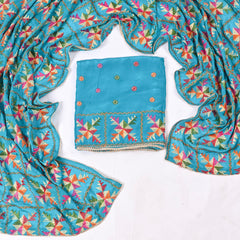 Crepe Sky Blue Unstitched Suit